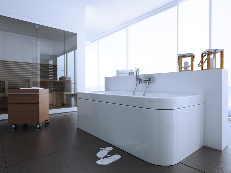 helles modernes badezimmer mit sauna