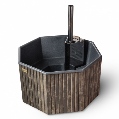 badefass - comfort - black marble - grey